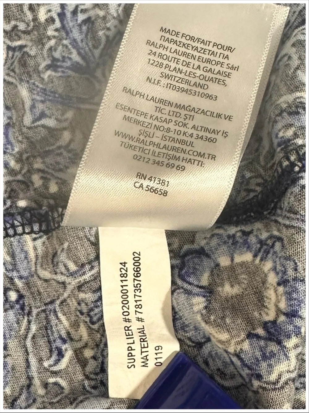 Polo Golf Ralph Lauren Blue Floral Paisley Cotton Polo ~ Size L ~ Item #6141